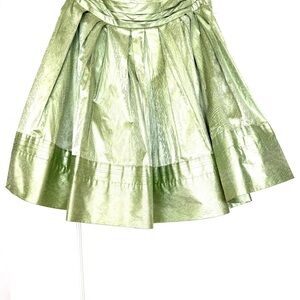 Diane Von Furstenberg Metallic Light Green A-Line Skirt